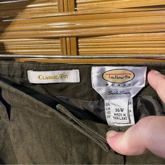 Talbots Green Chinos Relaxed Fit Lightweight 100% Irish linen size 16W - Picture 5 of 16